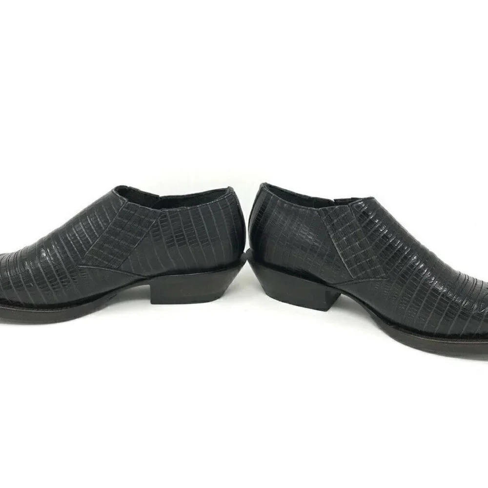 Ash Tequila Booties Black Lizard Embossed 7 NEW